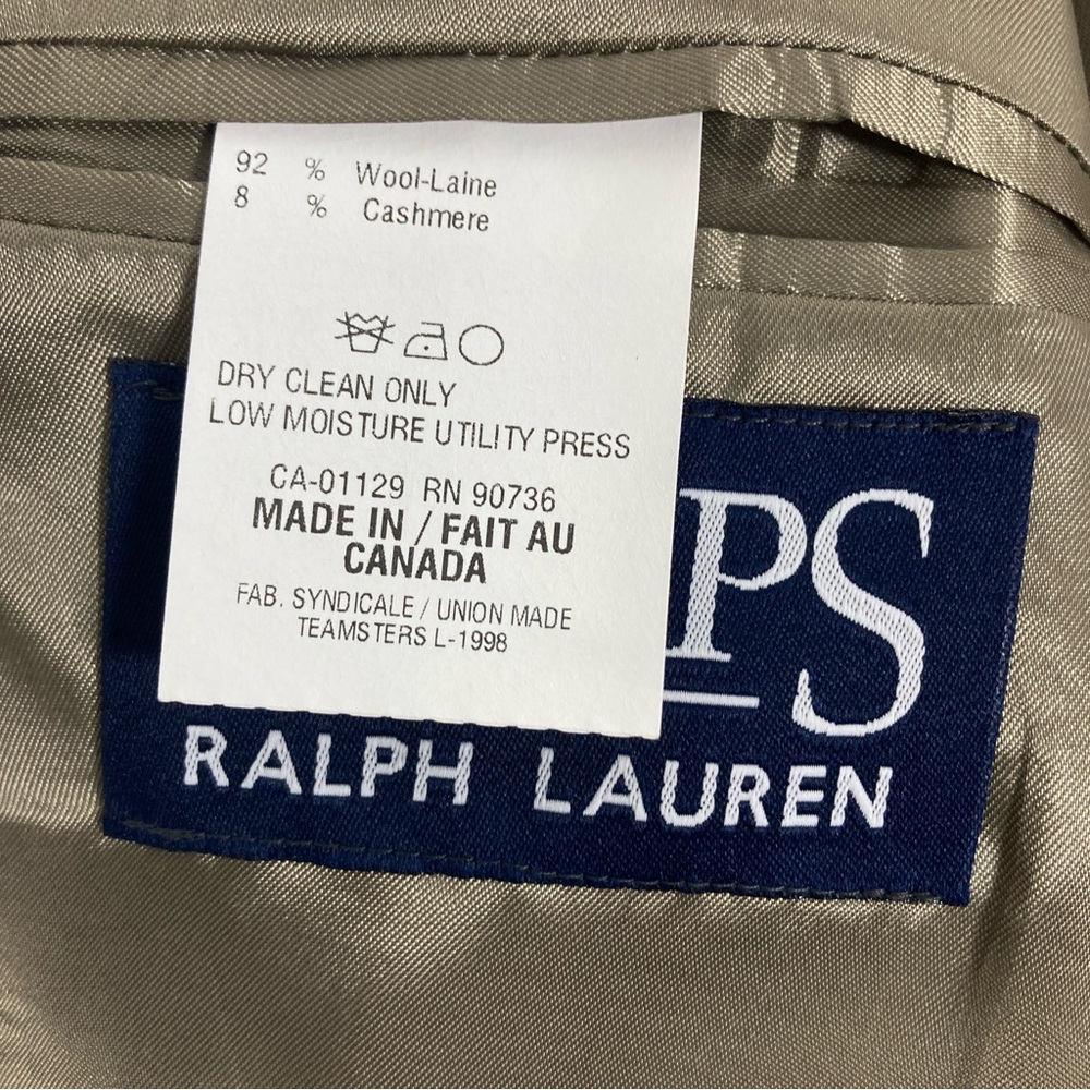 Chaps by Ralph Lauren Blazer Jacket Sz 40 R Wool / Cashmere Beige Made Canada - Picture 9 of 13